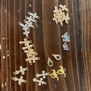 Elegant Gold and Silver Cross Charms mix